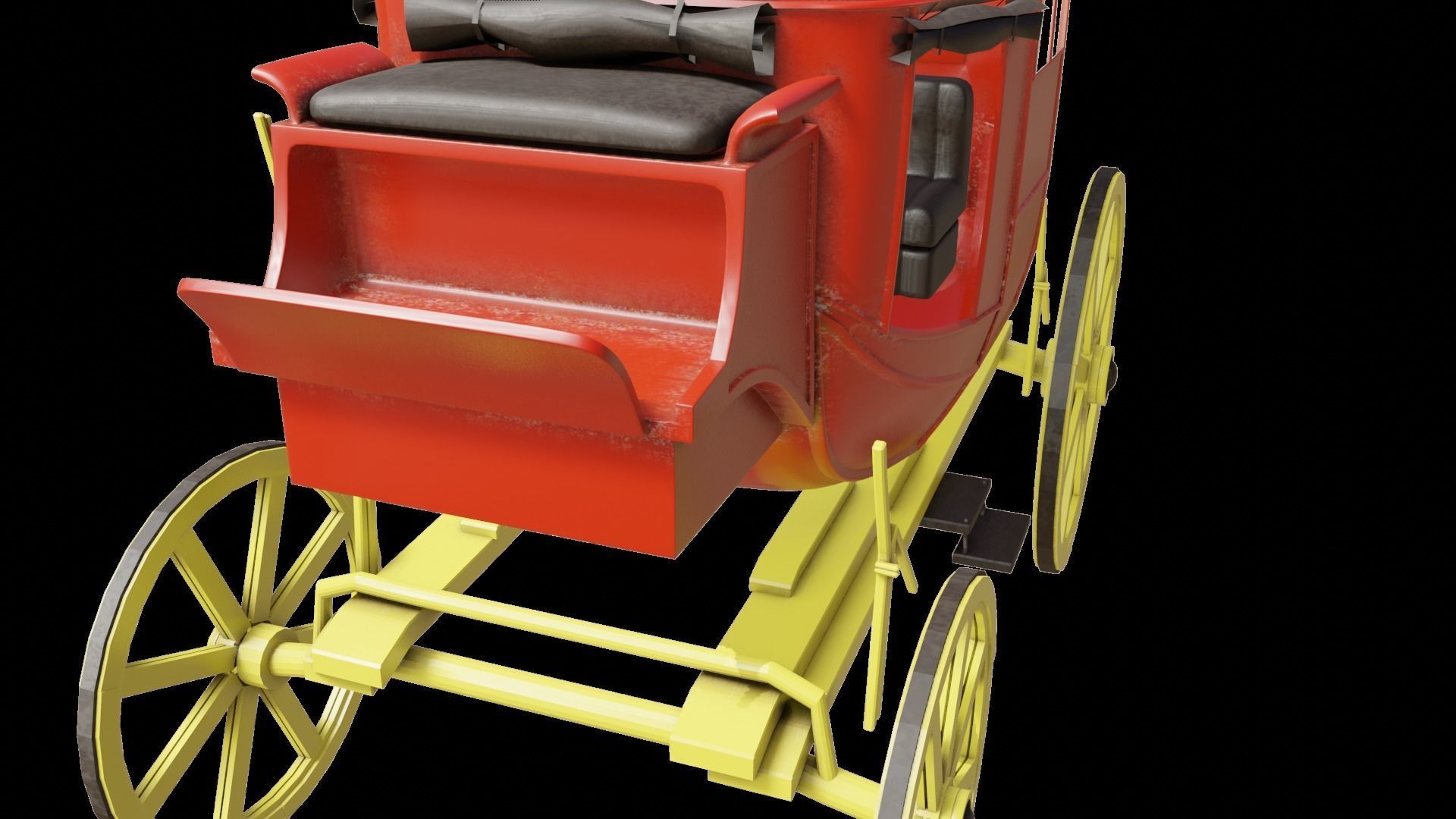 old stagecoach wagon carriage Low-poly 3D model_6