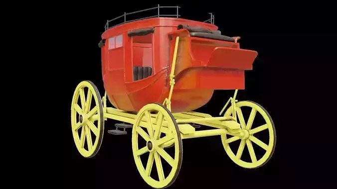 old stagecoach wagon carriage Low-poly 3D model