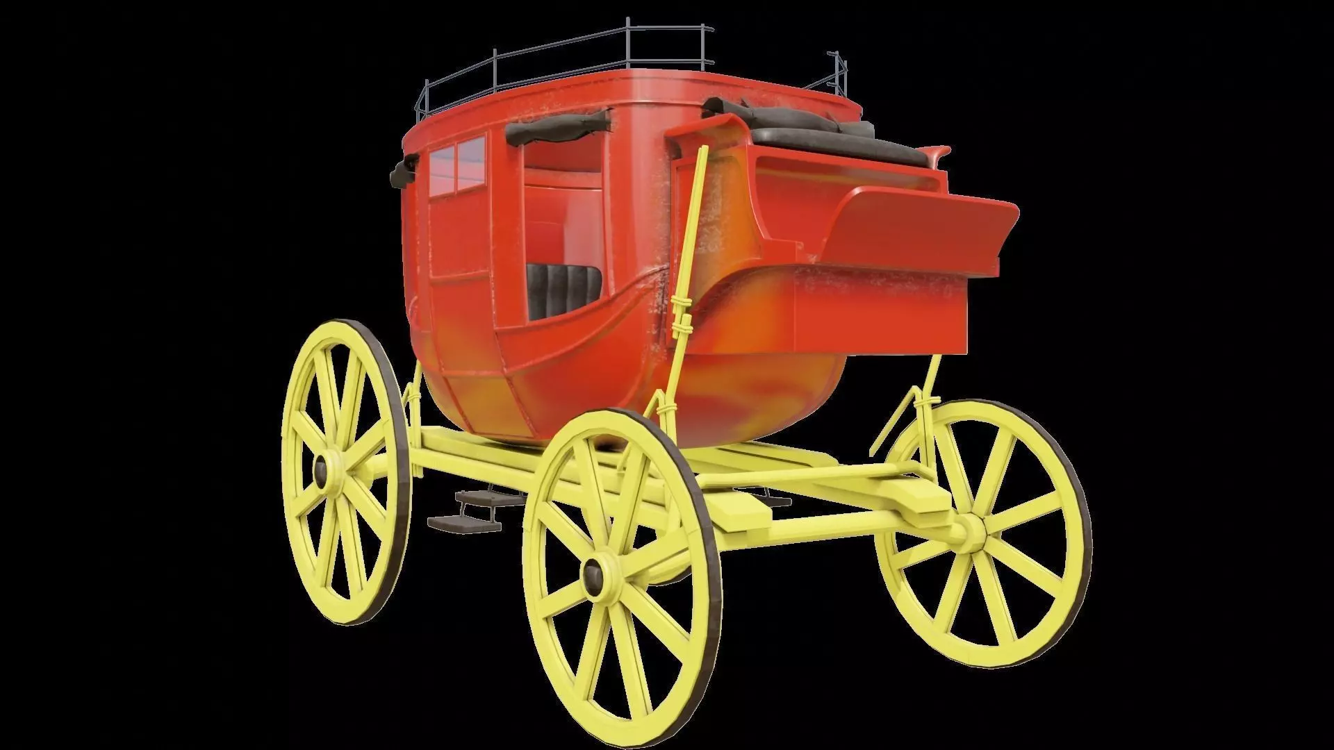 old stagecoach wagon carriage Low-poly 3D model_0