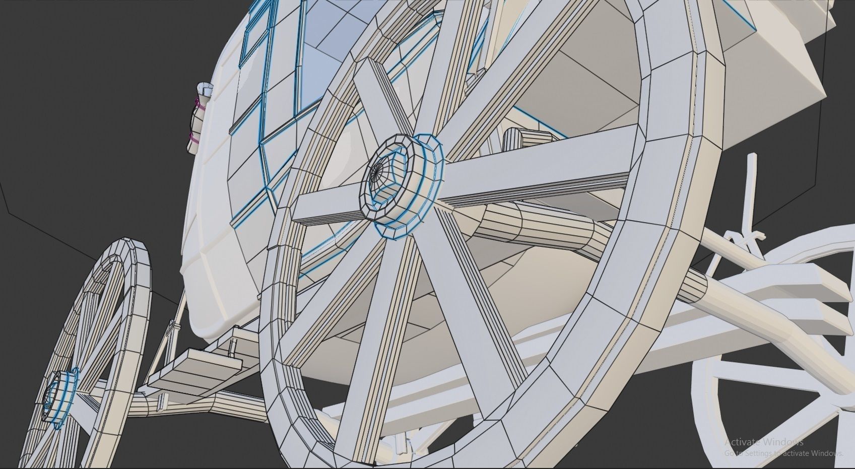 old stagecoach wagon carriage Low-poly 3D model_2