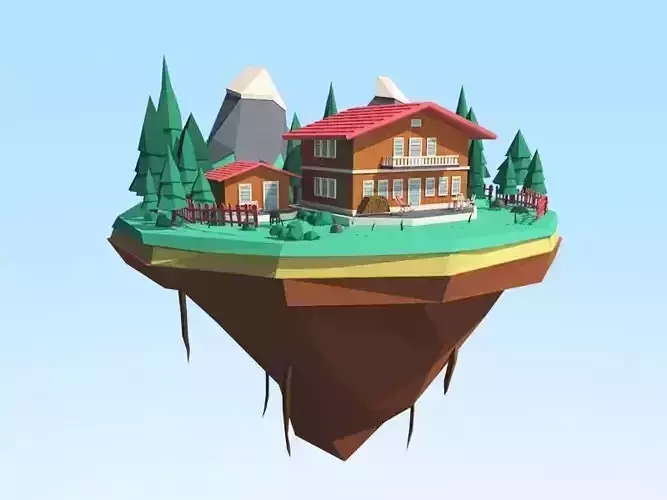 Lowpoly Mount House Illustration 