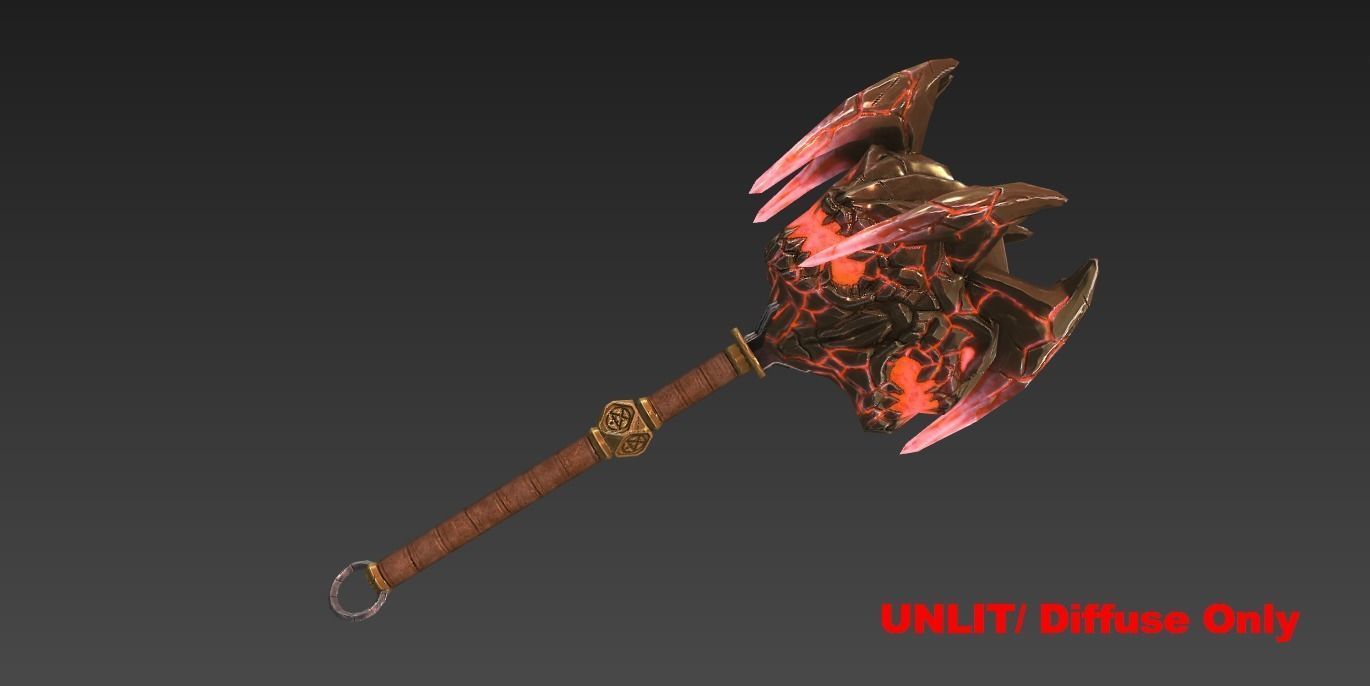 Fantasy Stylish Weapon- Mace of Demon Low-poly 3D model_2