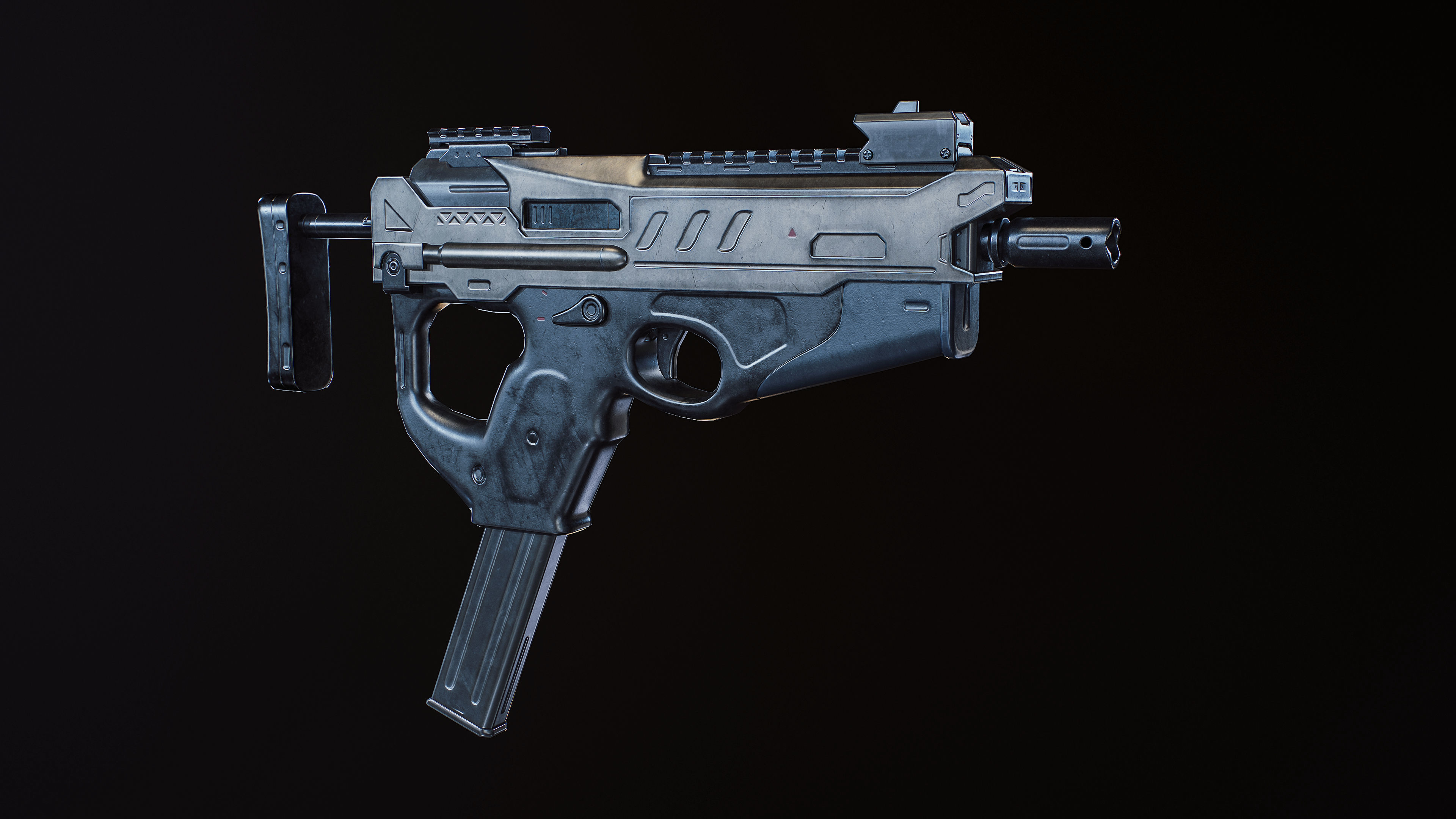 SMG gun SCI-FI Low-poly 3D model_7