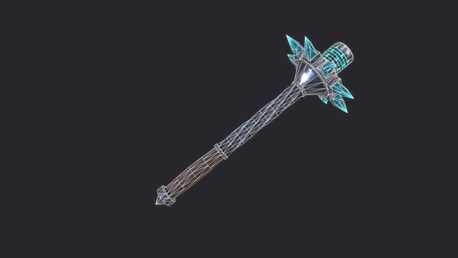 Fantasy Stylish Weapon- Mace of CrystalSpike Low-poly 3D model_1