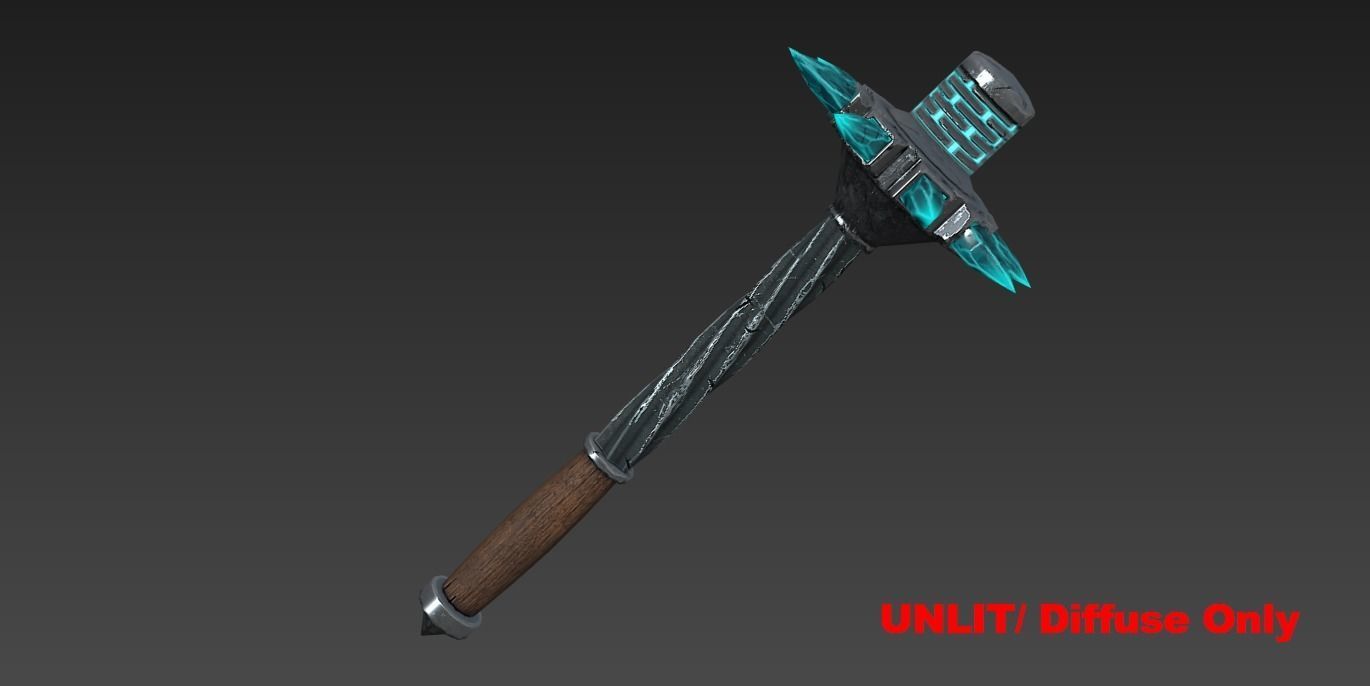 Fantasy Stylish Weapon- Mace of CrystalSpike Low-poly 3D model_2