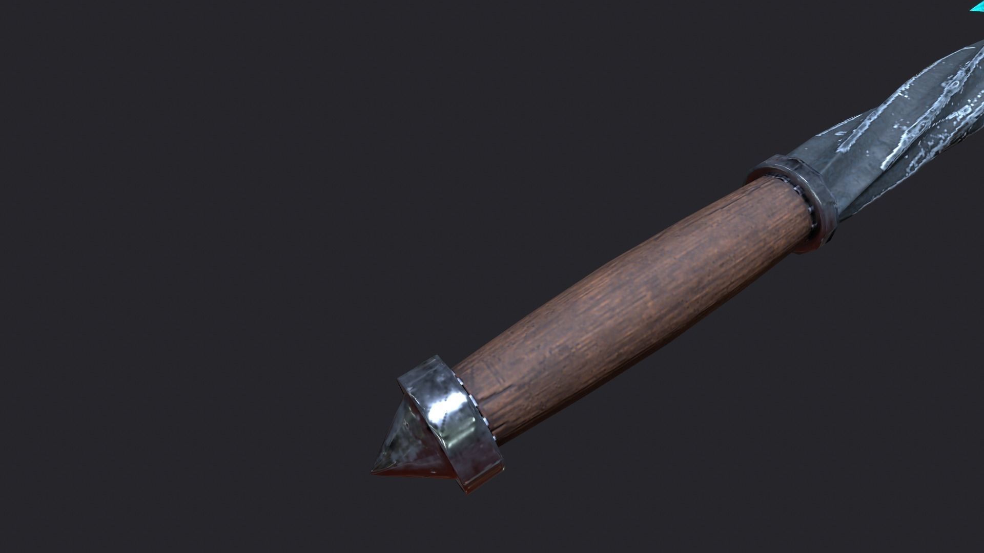 Fantasy Stylish Weapon- Mace of CrystalSpike Low-poly 3D model_3