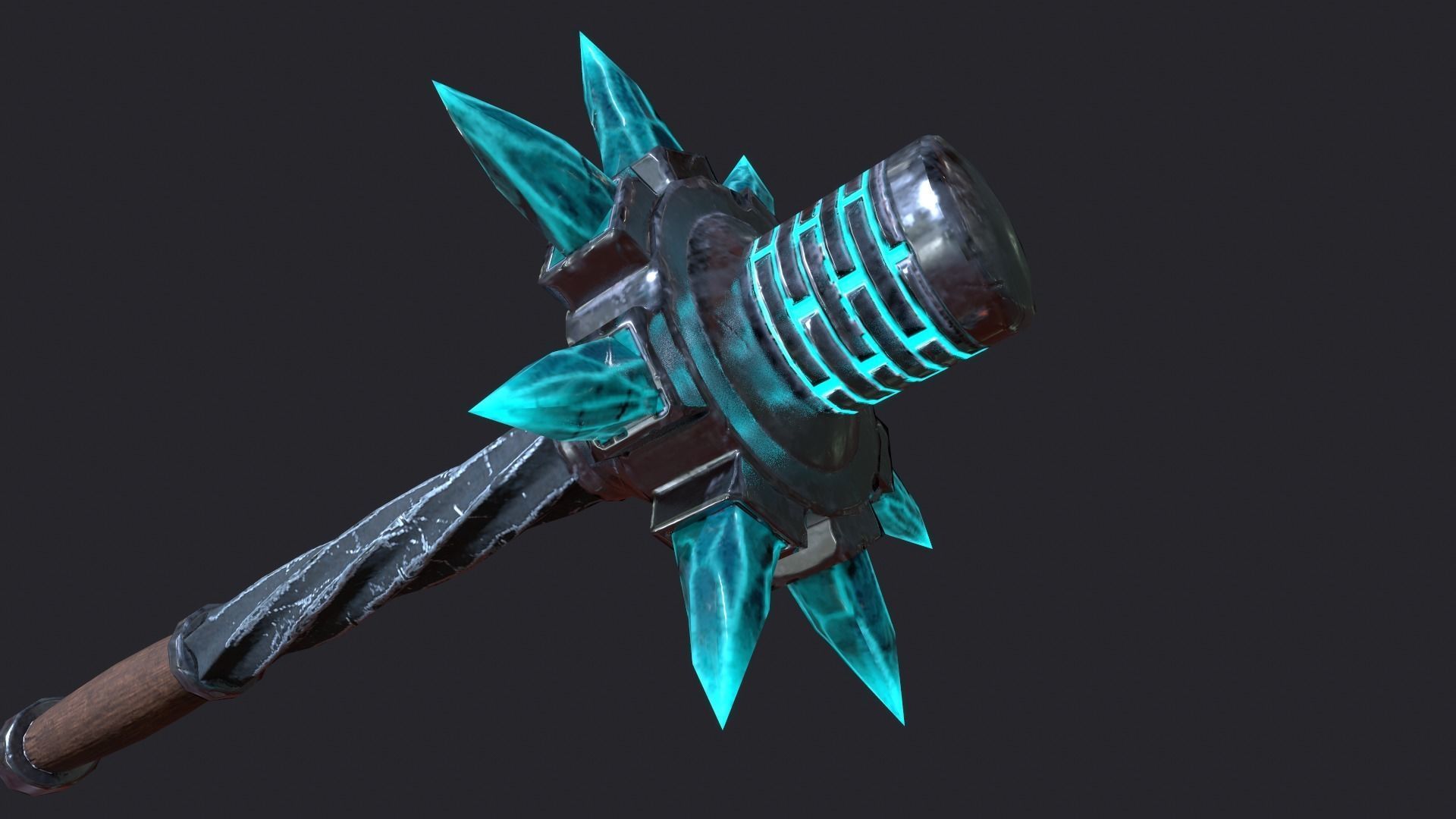Fantasy Stylish Weapon- Mace of CrystalSpike Low-poly 3D model_4