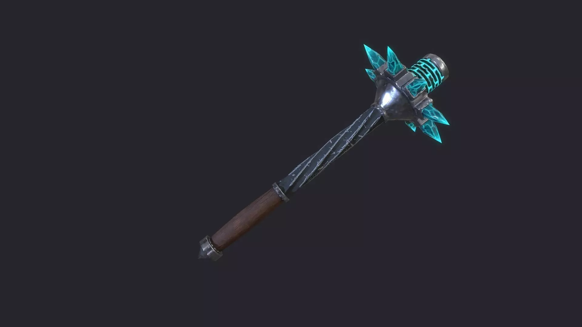Fantasy Stylish Weapon- Mace of CrystalSpike Low-poly 3D model_0