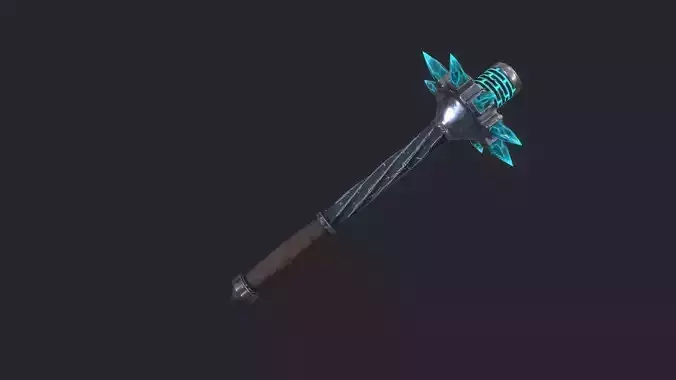 Fantasy Stylish Weapon- Mace of CrystalSpike Low-poly 3D model