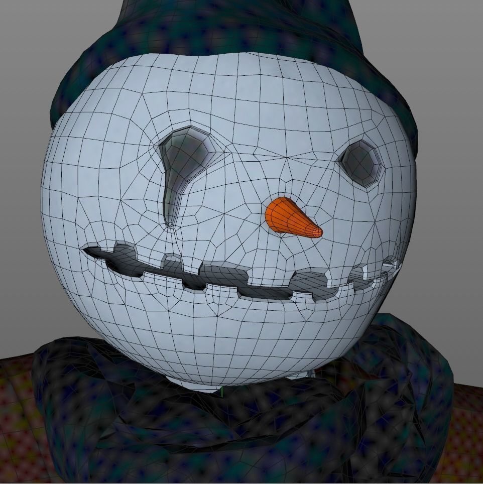 Snowman  Low-poly 3D model_9