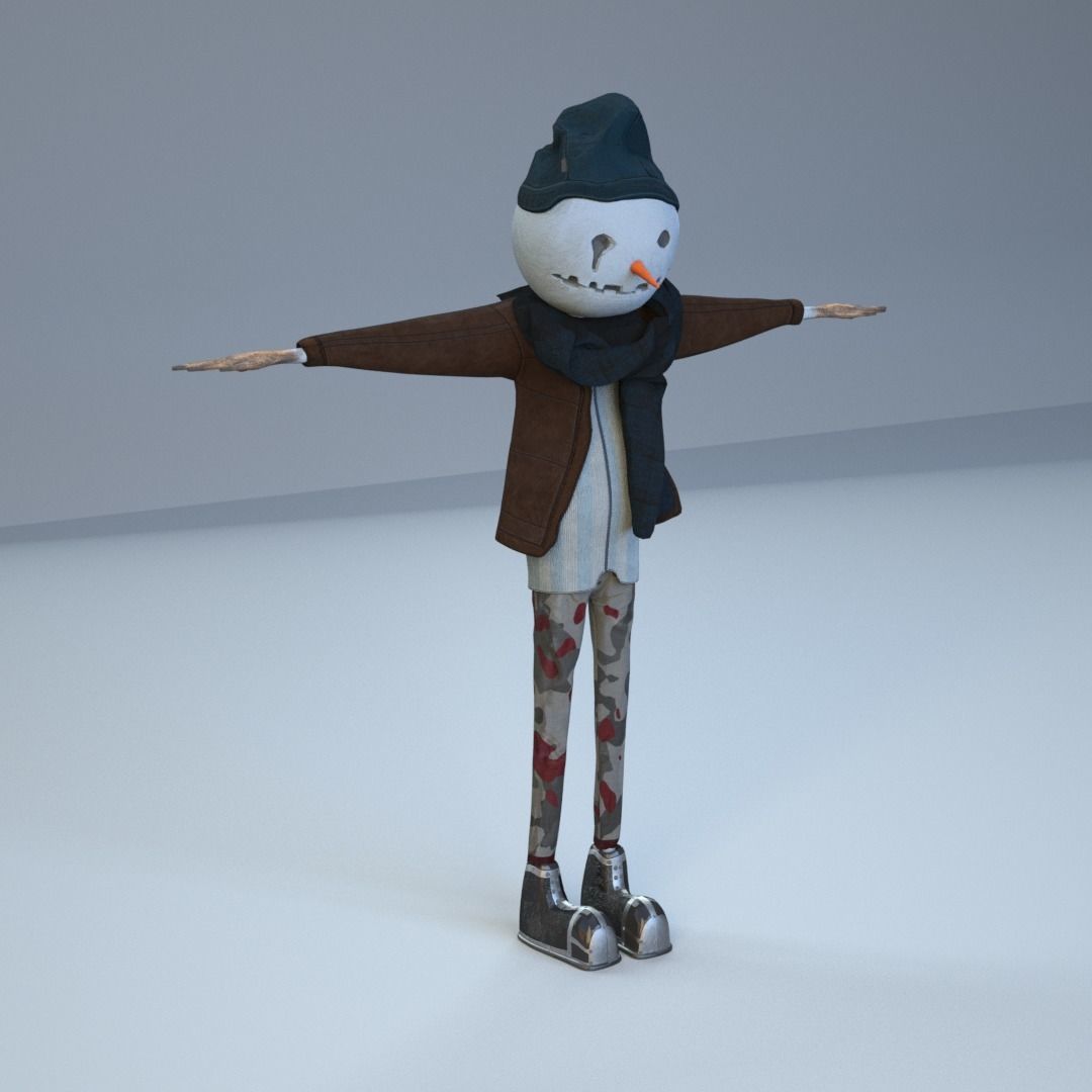 Snowman  Low-poly 3D model_2
