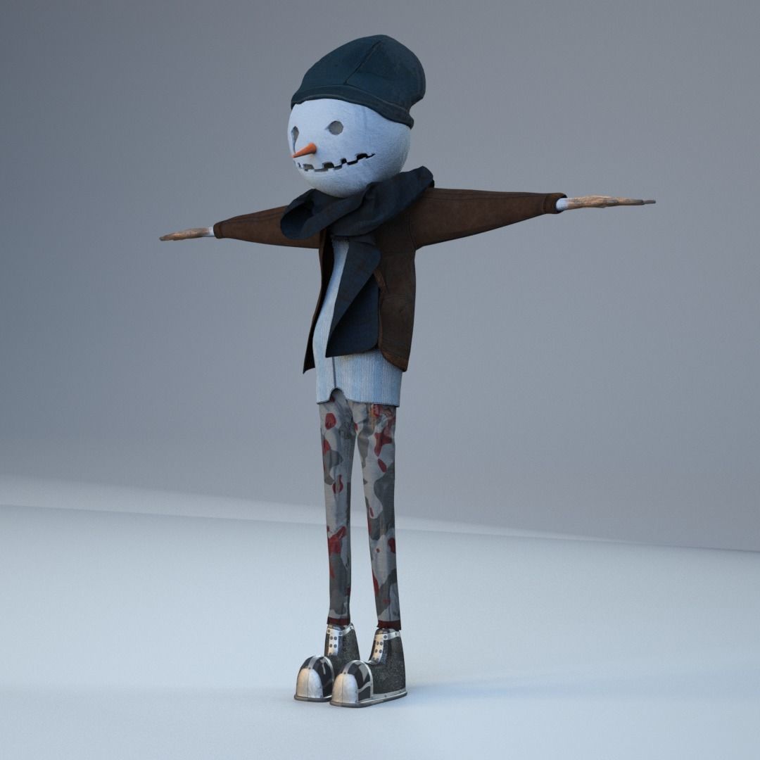 Snowman  Low-poly 3D model_5