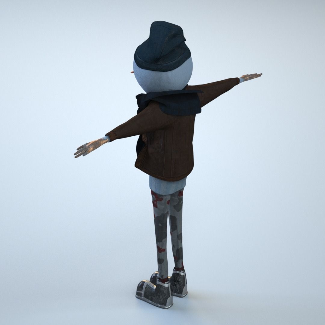 Snowman  Low-poly 3D model_4
