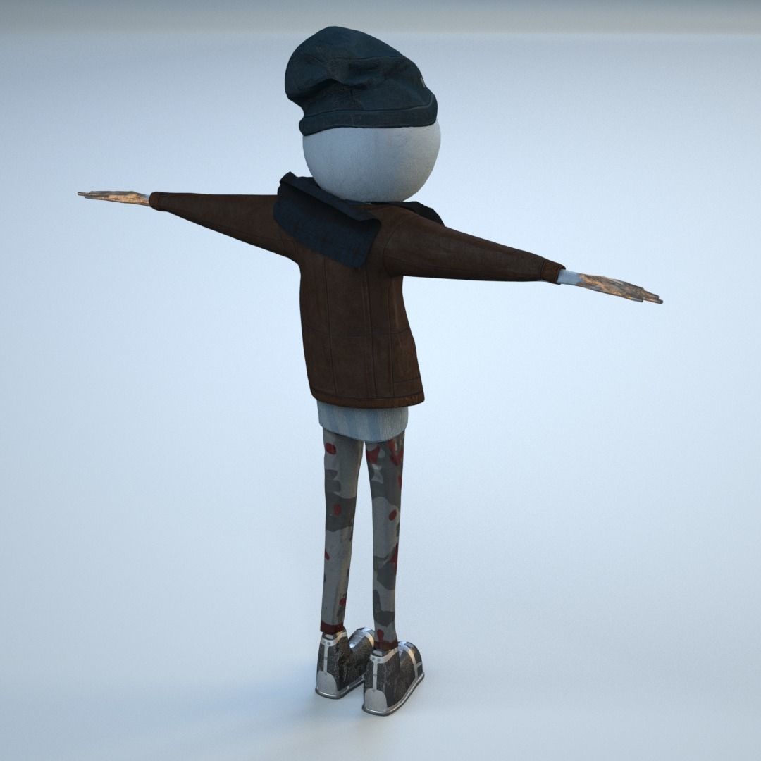 Snowman  Low-poly 3D model_3