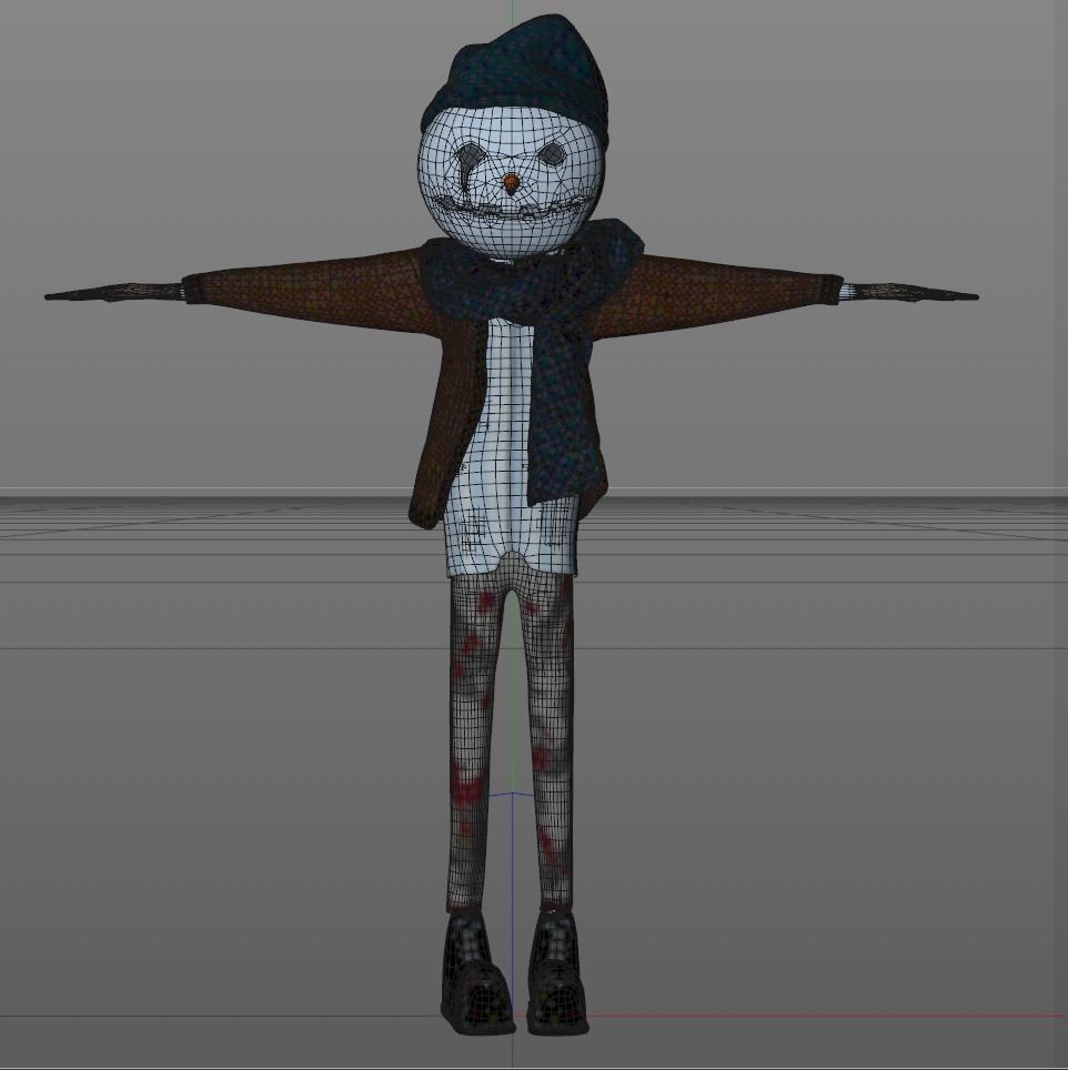 Snowman  Low-poly 3D model_7