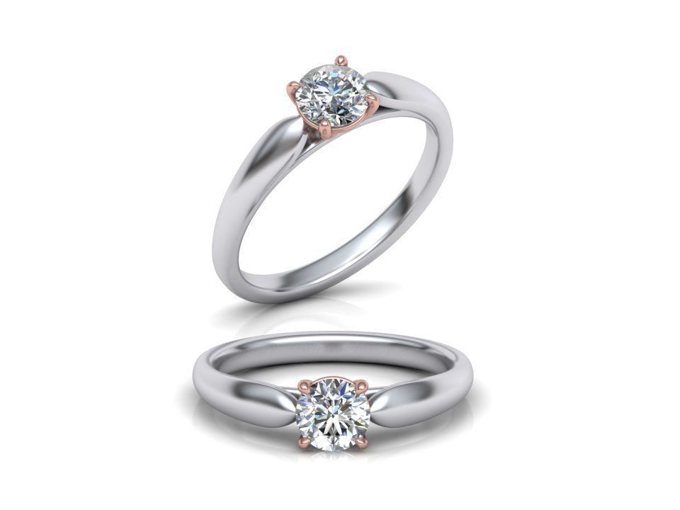 Wedding Set  Band and Solitaire Engagement ring 3d model 3D print model_13