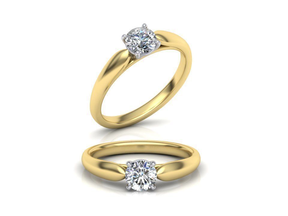 Wedding Set  Band and Solitaire Engagement ring 3d model 3D print model_12