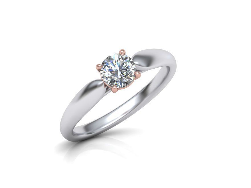 Wedding Set  Band and Solitaire Engagement ring 3d model 3D print model_16