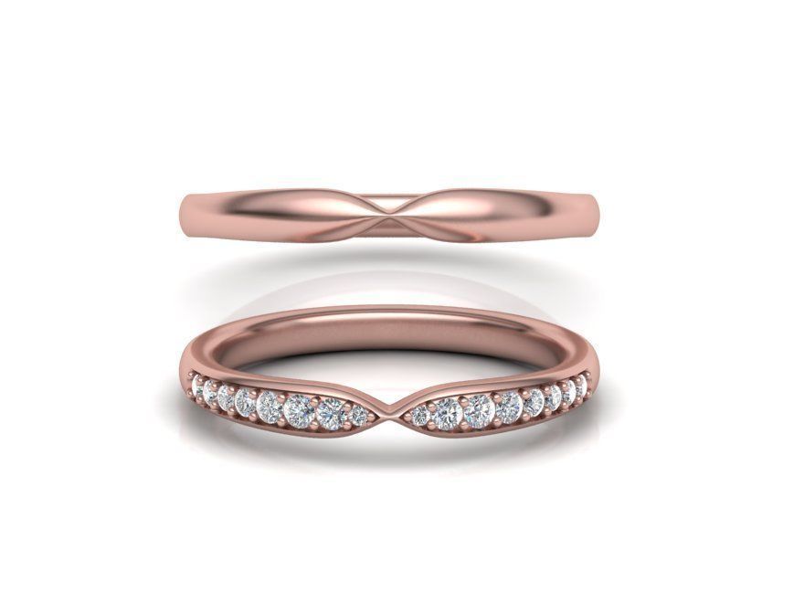 Wedding Set  Band and Solitaire Engagement ring 3d model 3D print model_2