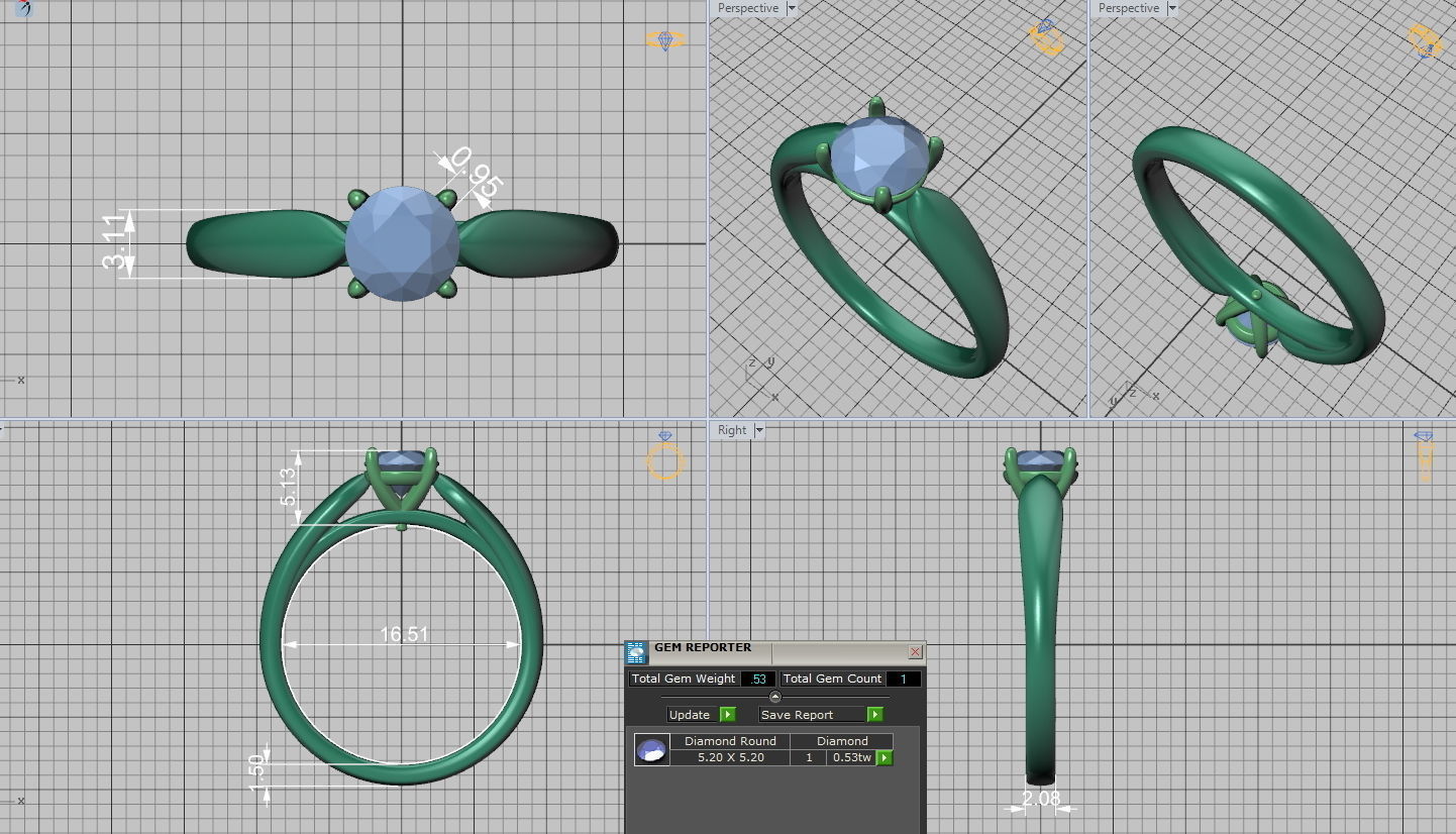 Wedding Set  Band and Solitaire Engagement ring 3d model 3D print model_24