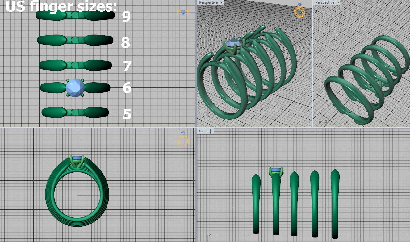 Wedding Set  Band and Solitaire Engagement ring 3d model 3D print model_26