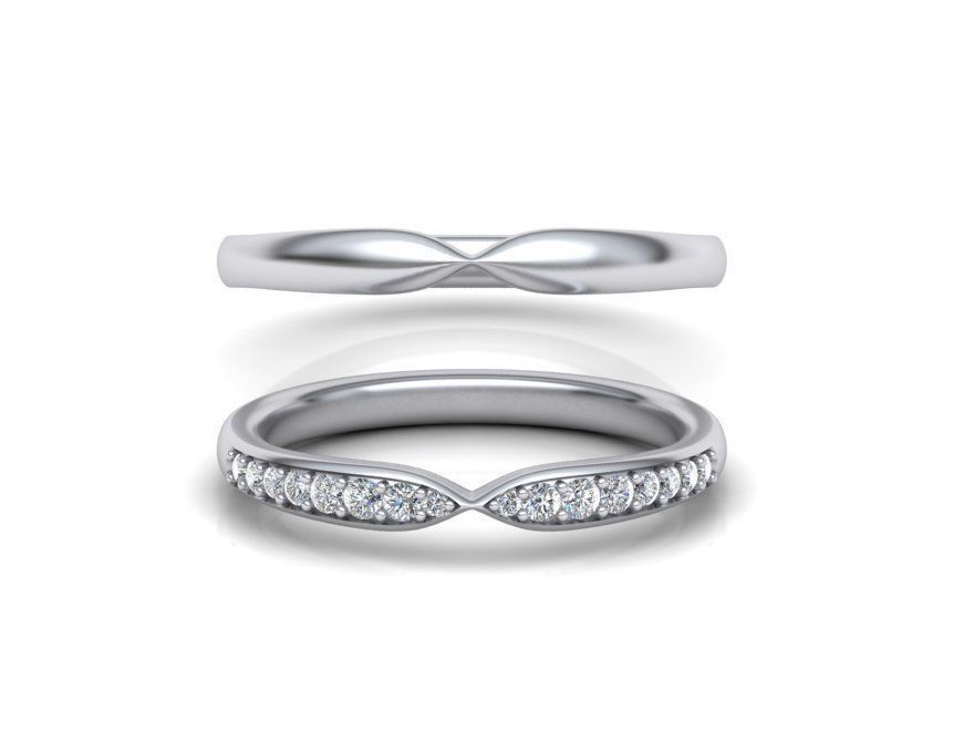 Wedding Set  Band and Solitaire Engagement ring 3d model 3D print model_4