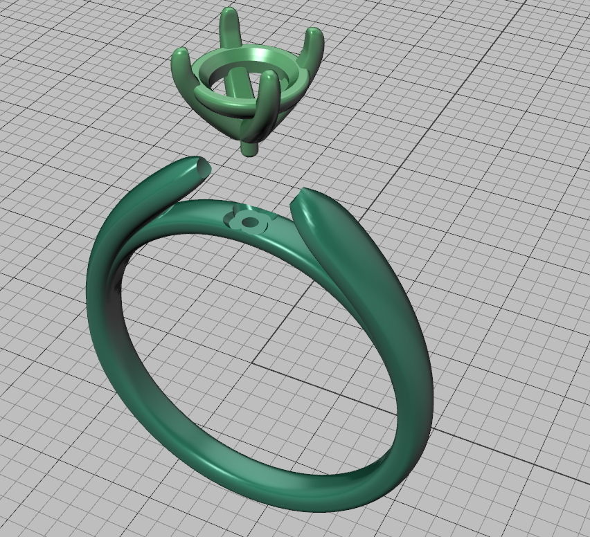 Wedding Set  Band and Solitaire Engagement ring 3d model 3D print model_25