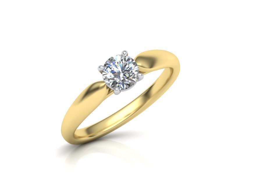Wedding Set  Band and Solitaire Engagement ring 3d model 3D print model_15