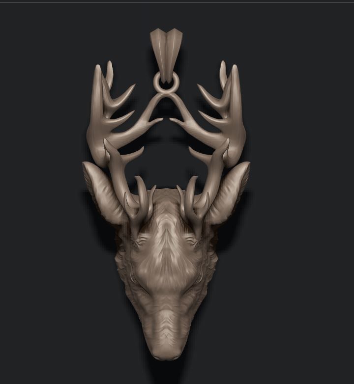 Deer pendant 3D print model_5
