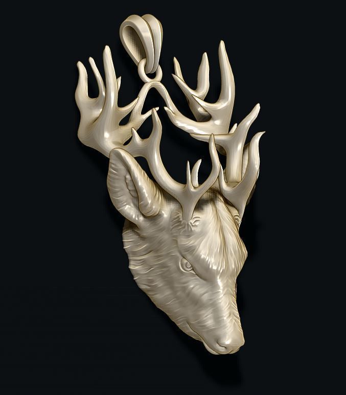 Deer pendant 3D print model_2