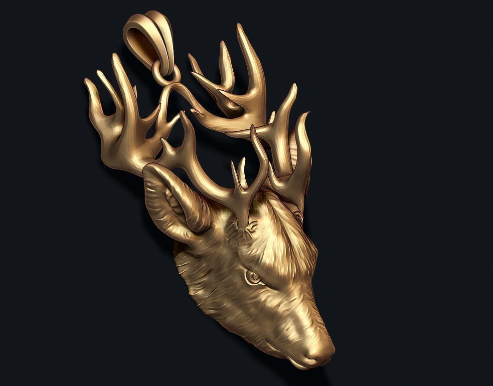 Deer pendant 3D print model_6