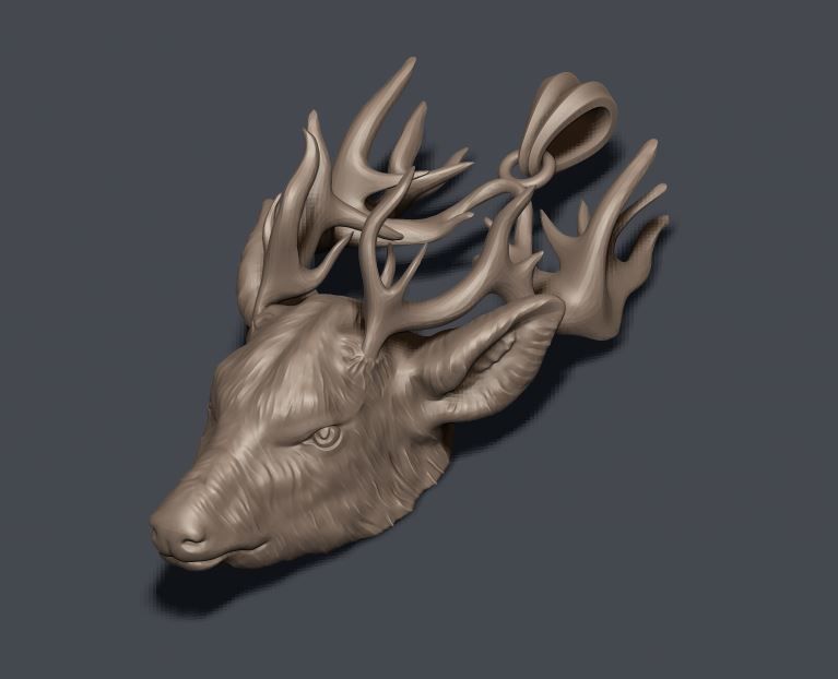 Deer pendant 3D print model_7