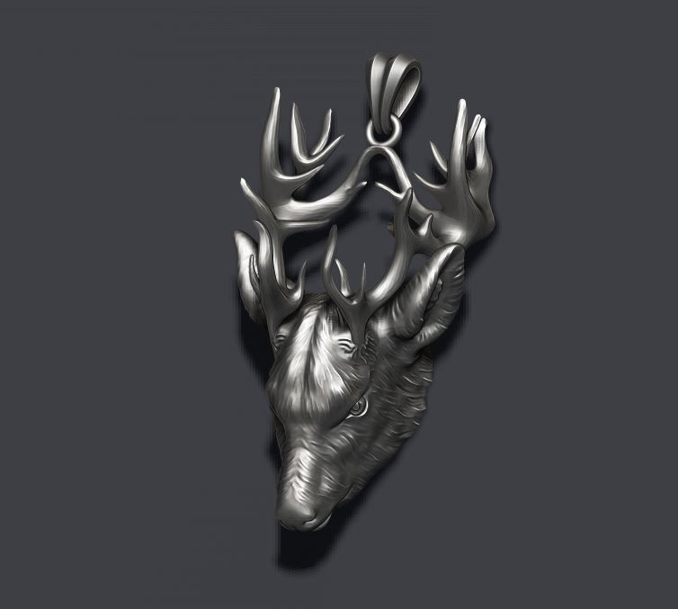 Deer pendant 3D print model_3