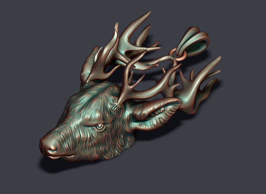 Deer pendant 3D print model_4