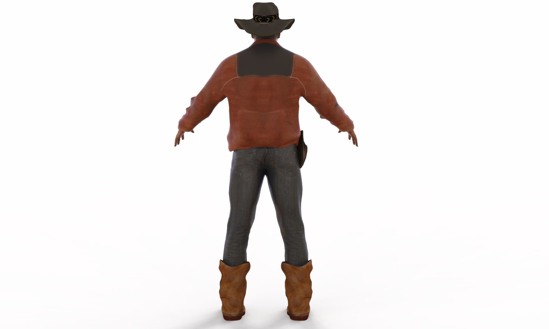 Realistic Cowboy Low-poly 3D model_10