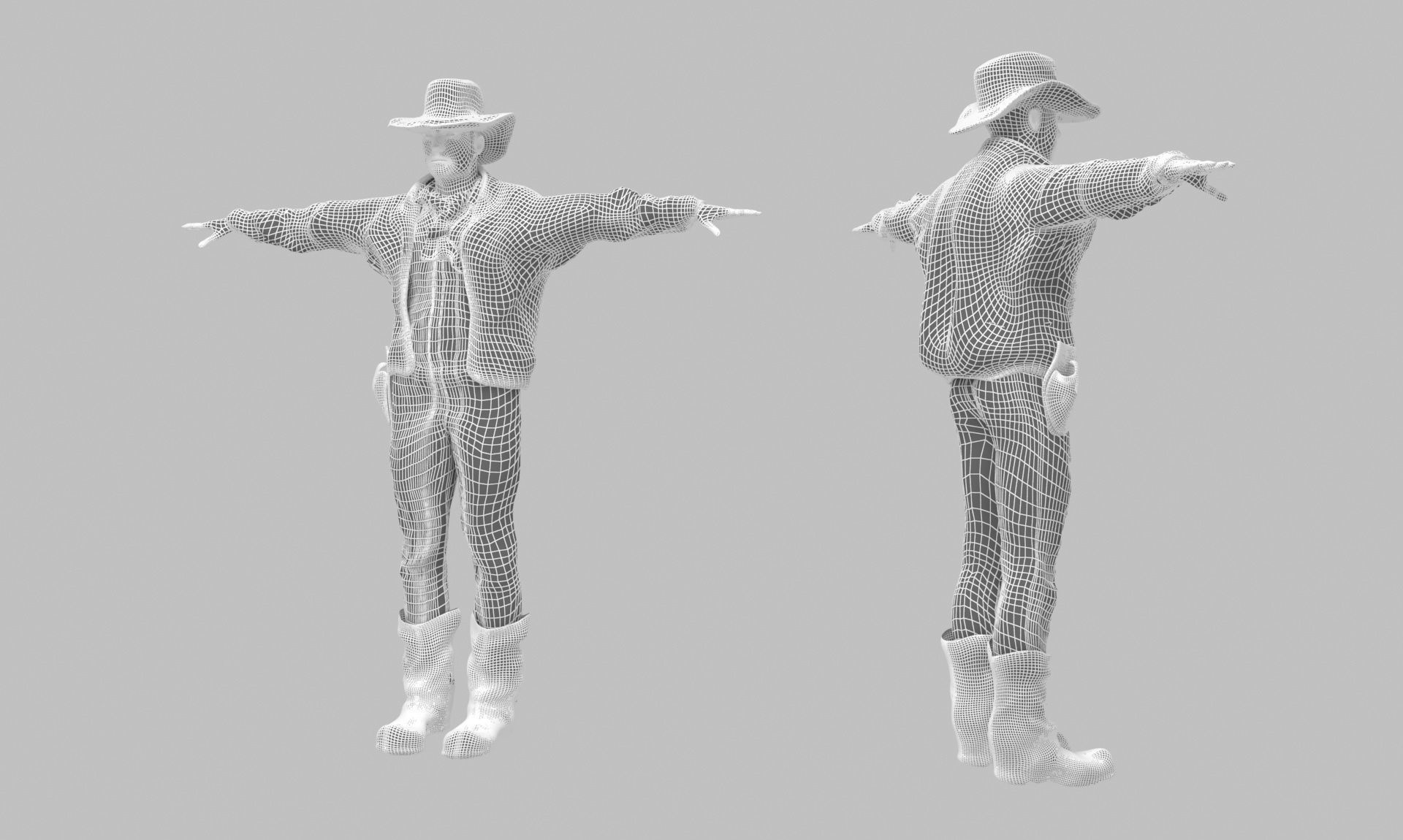 Realistic Cowboy Low-poly 3D model_15