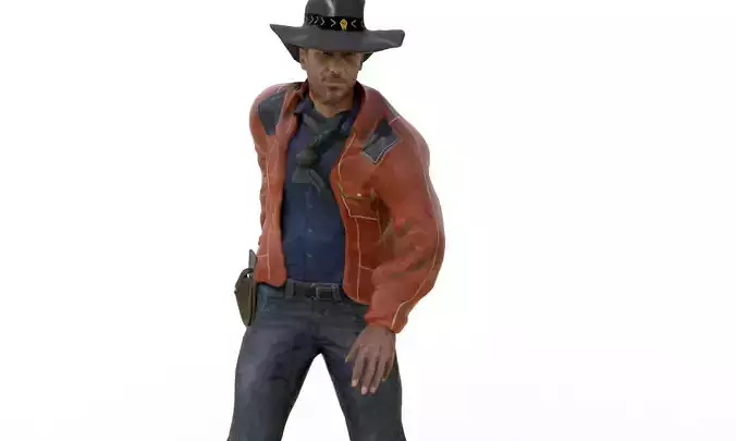 Realistic Cowboy Low-poly 3D model
