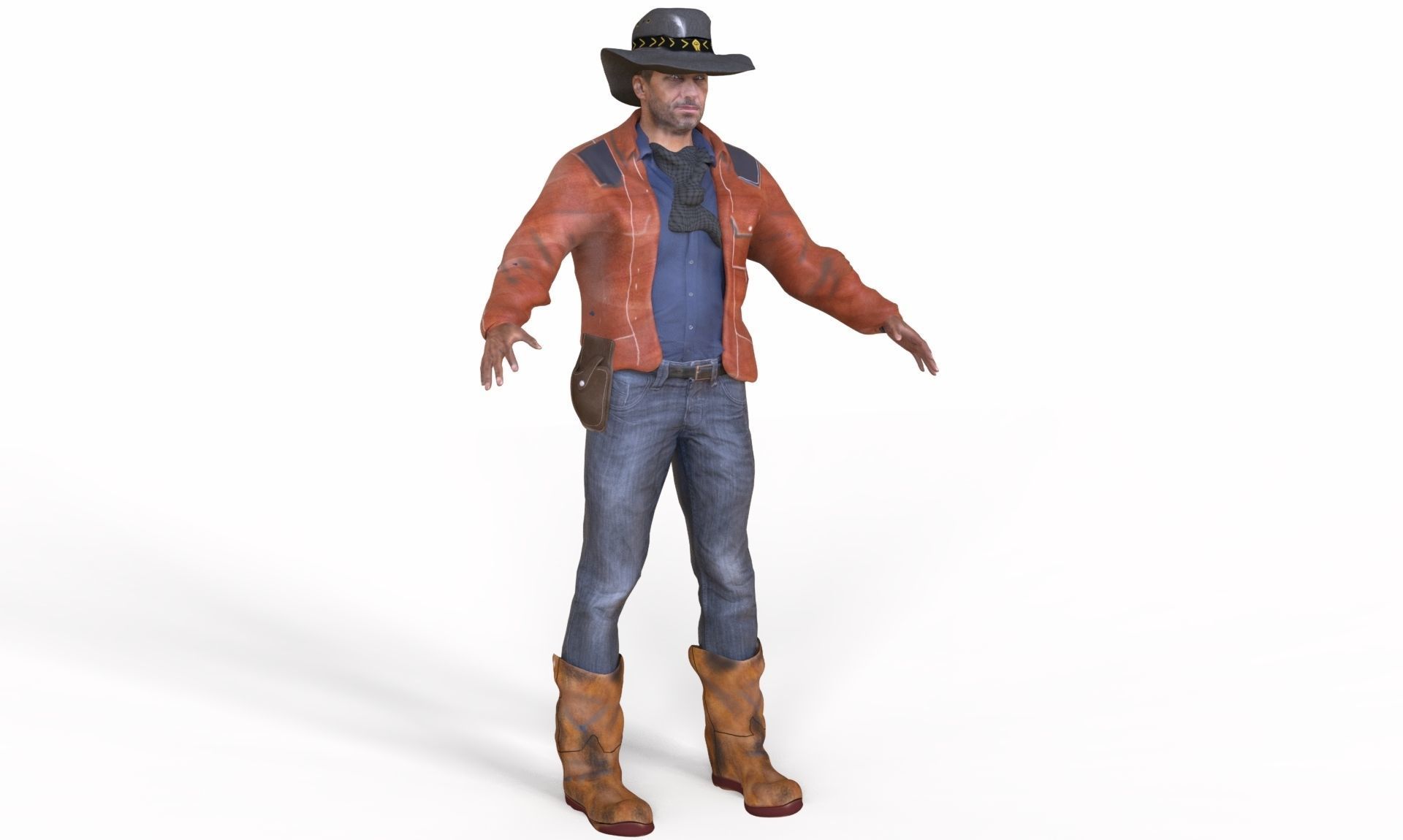 Realistic Cowboy Low-poly 3D model_8