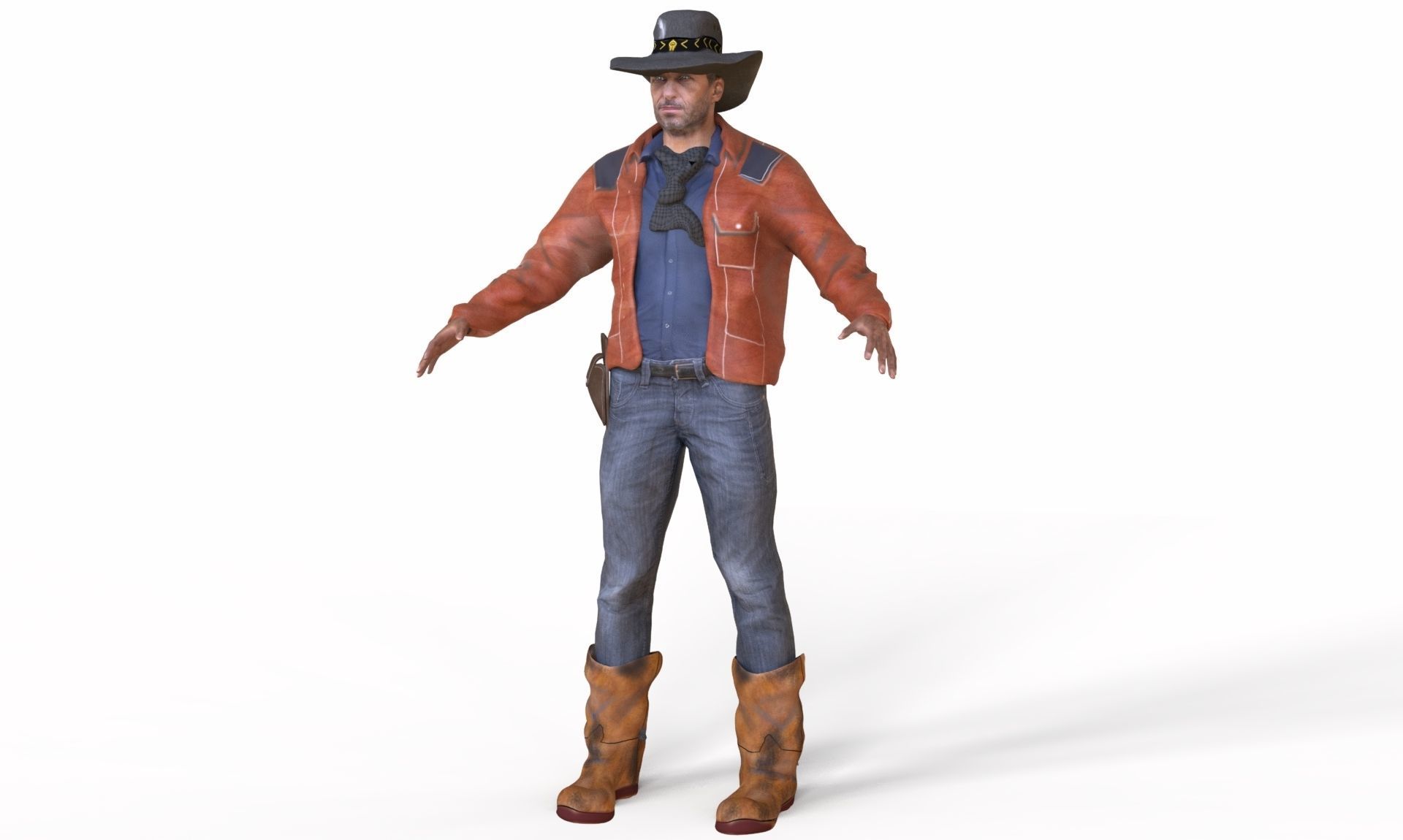 Realistic Cowboy Low-poly 3D model_12