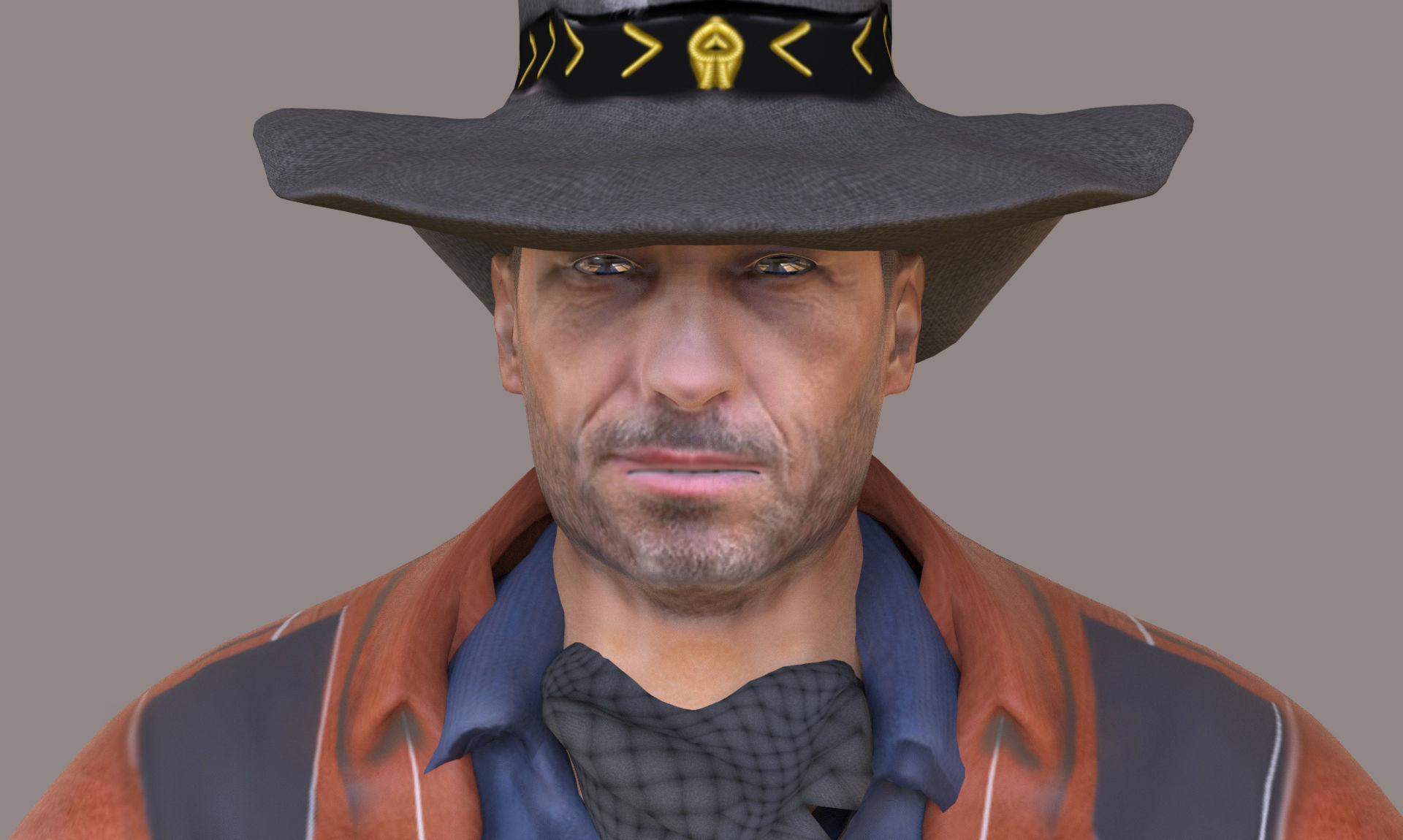 Realistic Cowboy Low-poly 3D model_2