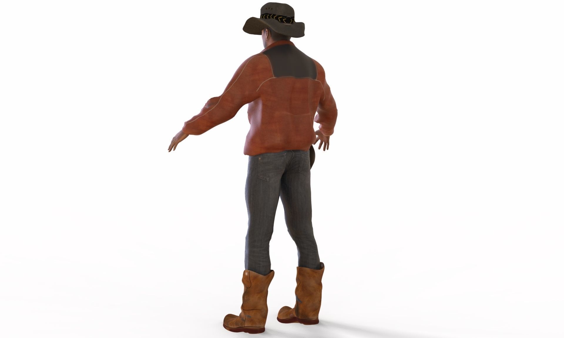 Realistic Cowboy Low-poly 3D model_11