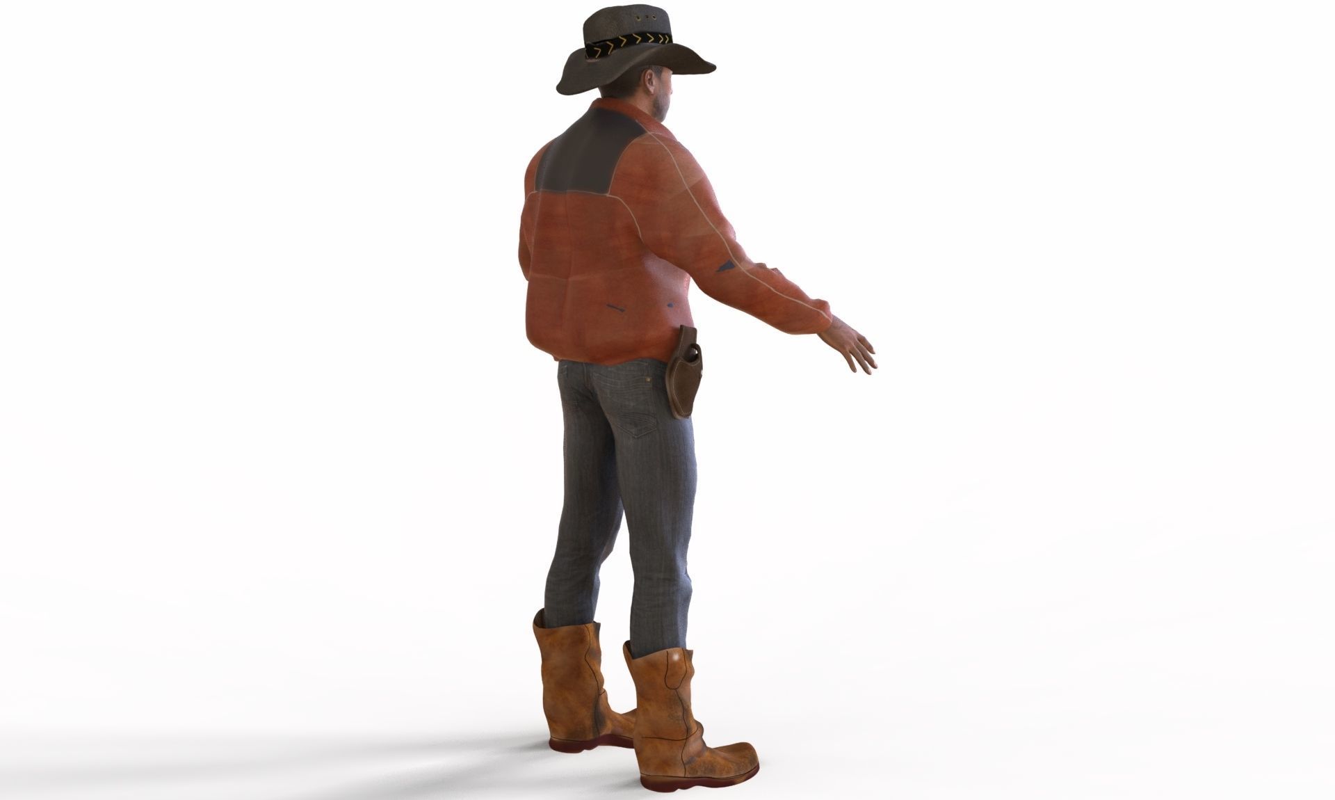 Realistic Cowboy Low-poly 3D model_9