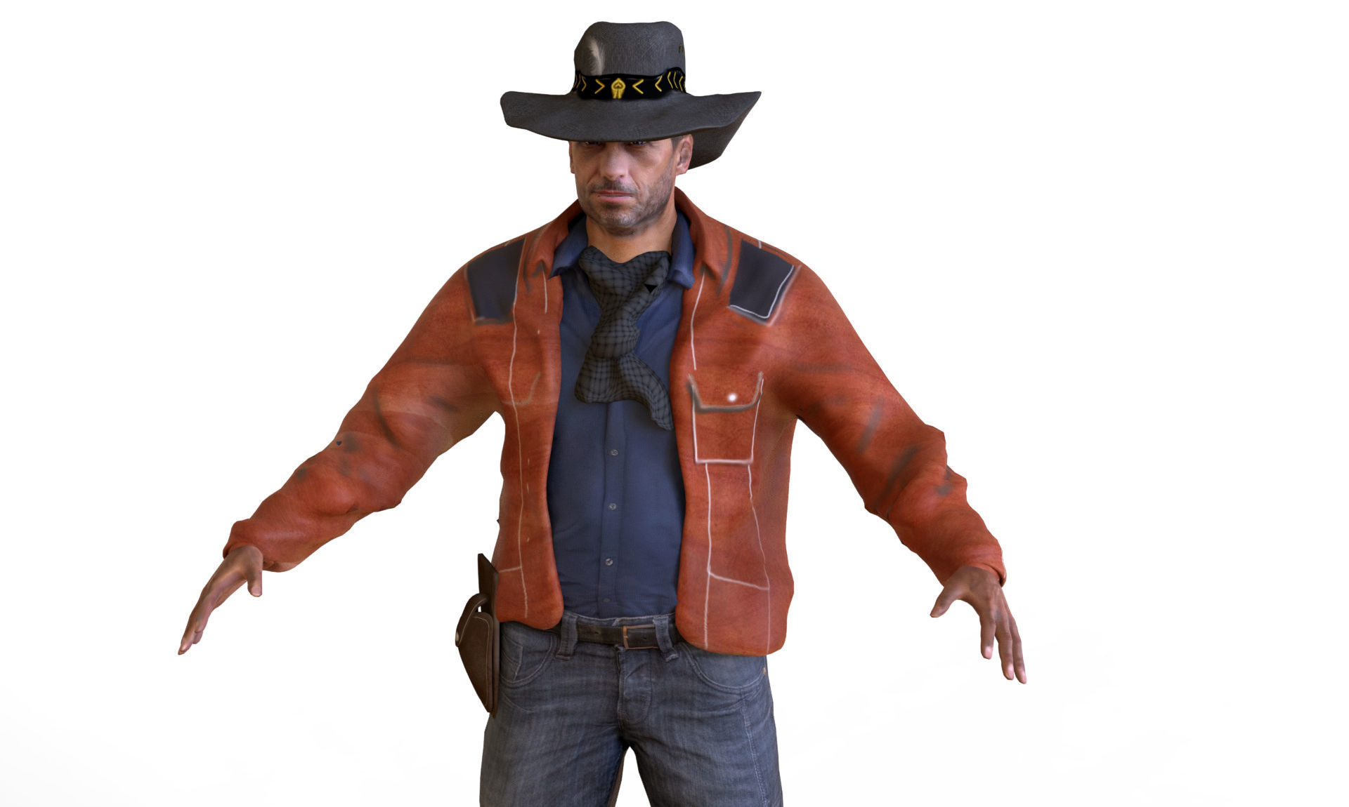 Realistic Cowboy Low-poly 3D model_4