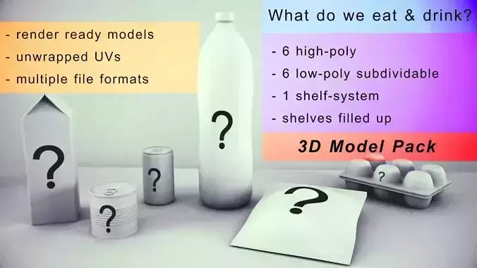 Questionable Food and Drink Low-poly 3D model