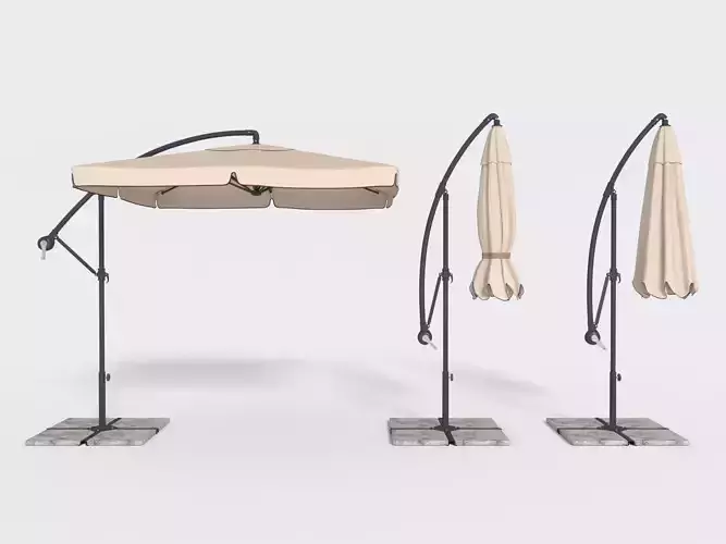 Umbrella Deck Parasol 3 Low-poly 3D model