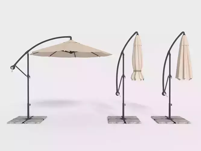 Umbrella Deck Parasol 1 Low-poly 3D model