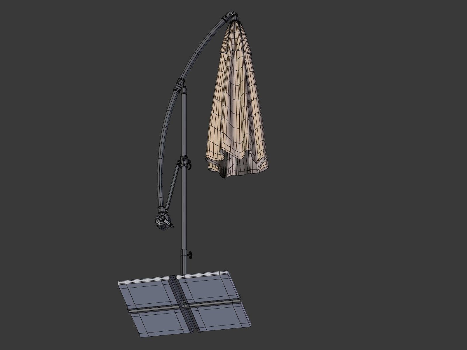 Umbrella Deck Parasol 1 Low-poly 3D model_13