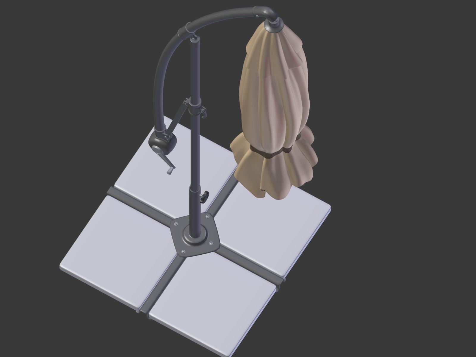 Umbrella Deck Parasol 1 Low-poly 3D model_10