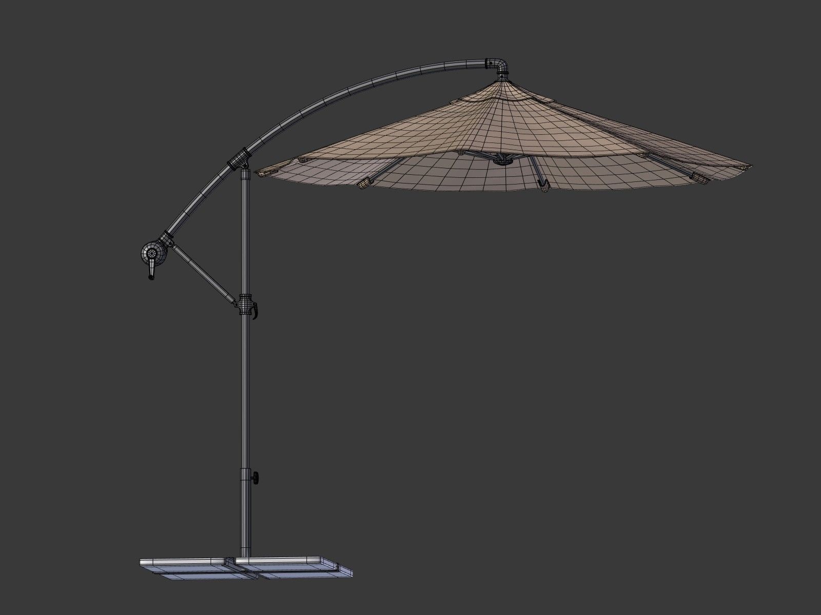 Umbrella Deck Parasol 1 Low-poly 3D model_3