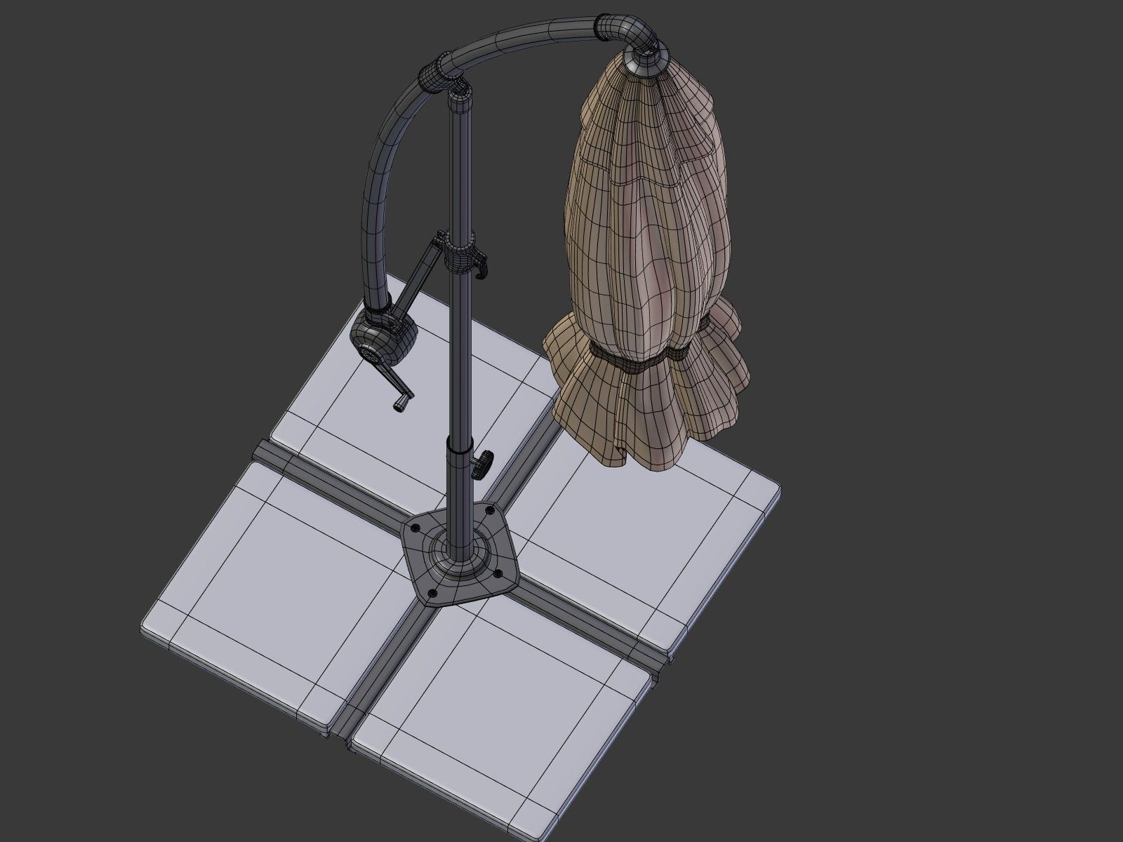 Umbrella Deck Parasol 1 Low-poly 3D model_11